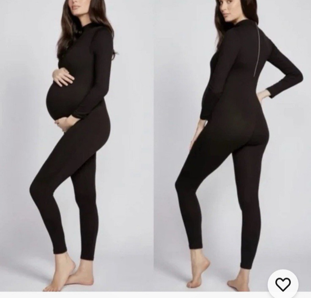 Bumpsuit Penelope Maternity Unitard Black Long Sleeve Back Zipper Size Small New
